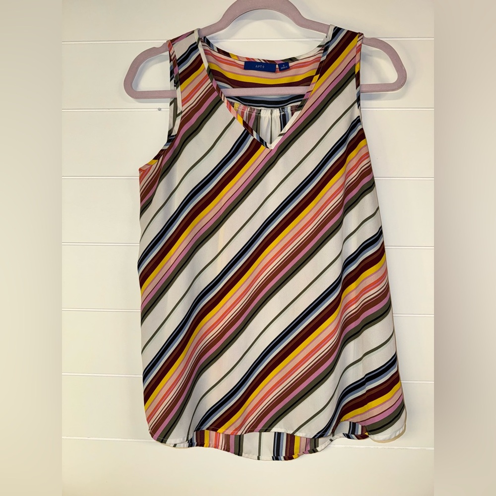 💥5 for 25💥 Apt. 9 Women Ivory Sleeveless Blouse Multi Color SZ S 100% Polyester